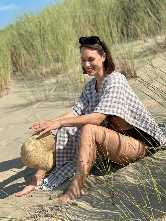 the slate. organic cotton tunic that works as sunbathing underlay. turkish towel 